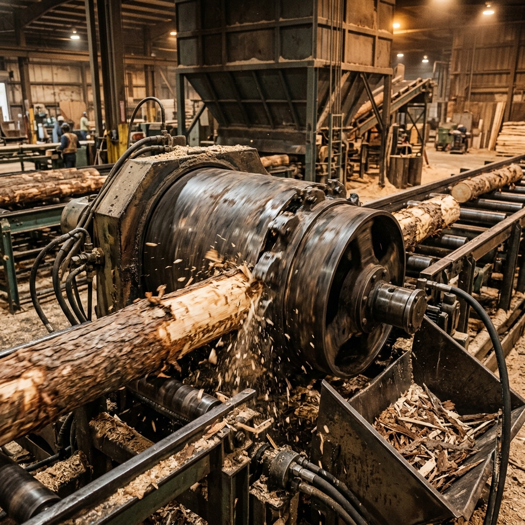 Log debarking process